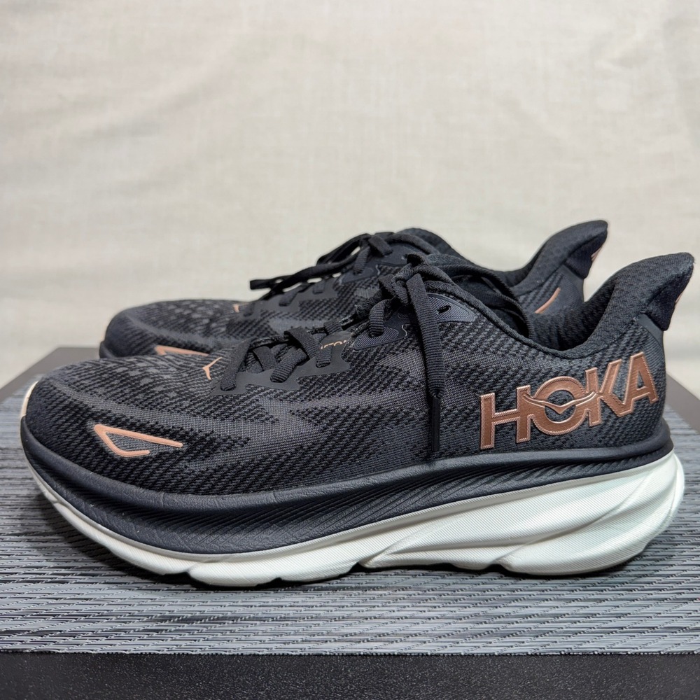 Hoka One Clifton 9 Running Shoes - Womens 8.5 - Black Rose Gold 1127896-BRGL